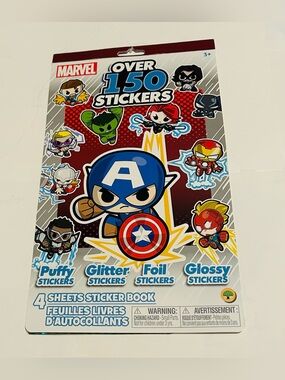 New Marvel Over 150 Stickers 4 Sheets Sticker Book Puffy Glitter Foil Glossy